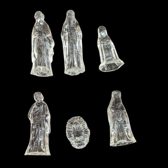 Christmas Nativity Clear glass Figurines  Scene Miniature Display Holiday - Picture 3 of 6